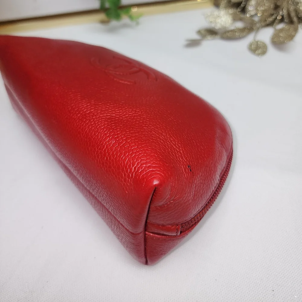Authentic Chanel Timeless CC Caviar Leather Pouch